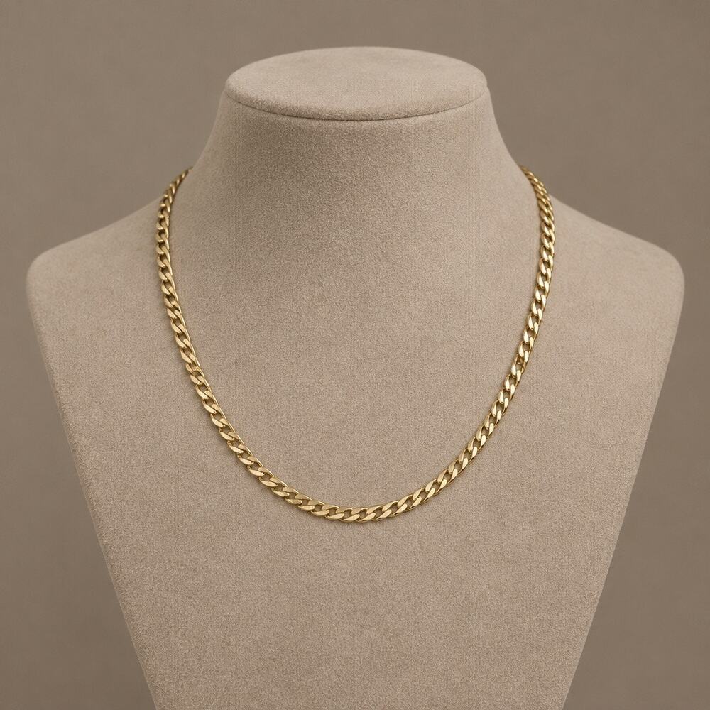 ✨ CLASSIC VINTAGE GOLD PLATED FLAT CURB CHAIN NECKLACE ✨